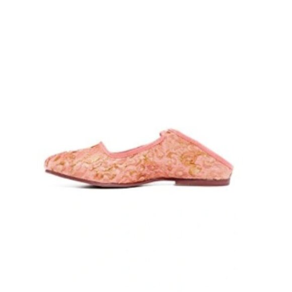 Women's Free People Evie Mary Jane Pink Brocade Lace Convertible Flats In Pink - Picture 14 of 15